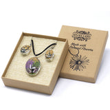 Pressed Flowers - Tree of Life - Mixed Colours Necklace and Earrings Set
