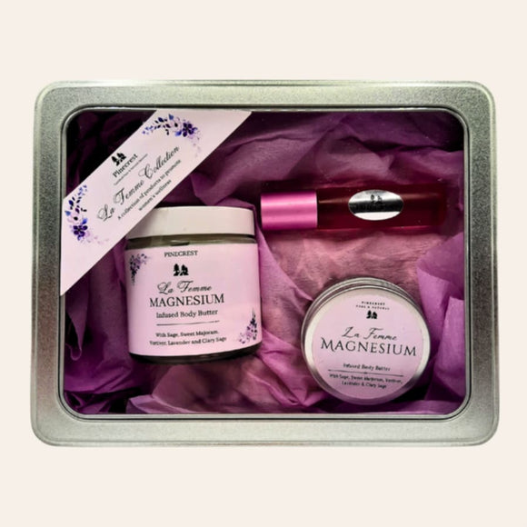 La femme Magnesium infused body butter gift set with Natural ingredients especially for Women and teens.