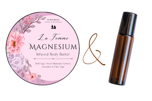La Femme Magnesium Balm and matching Rollerball Blend