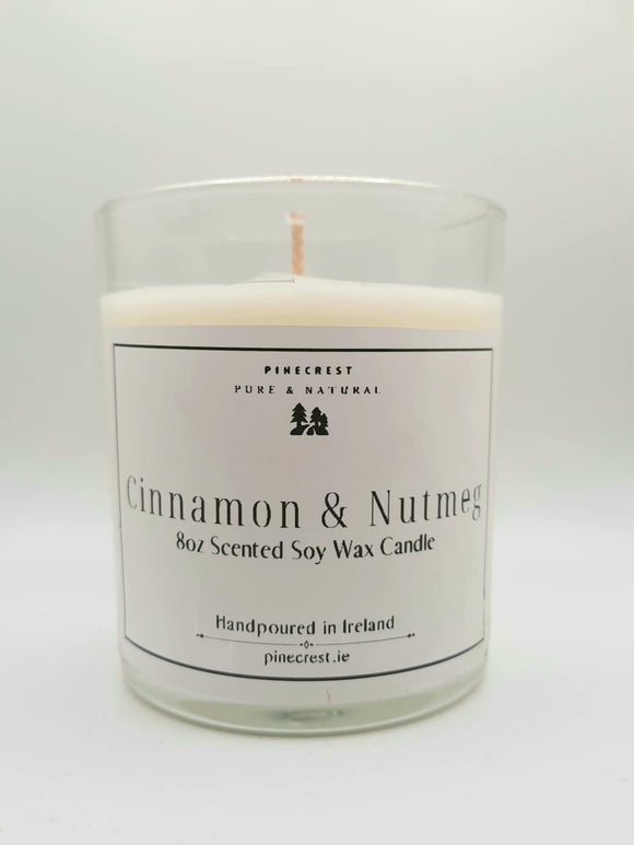 CINNAMON & NUTMEG  soy wax hand poured candle ( Large 8oz )