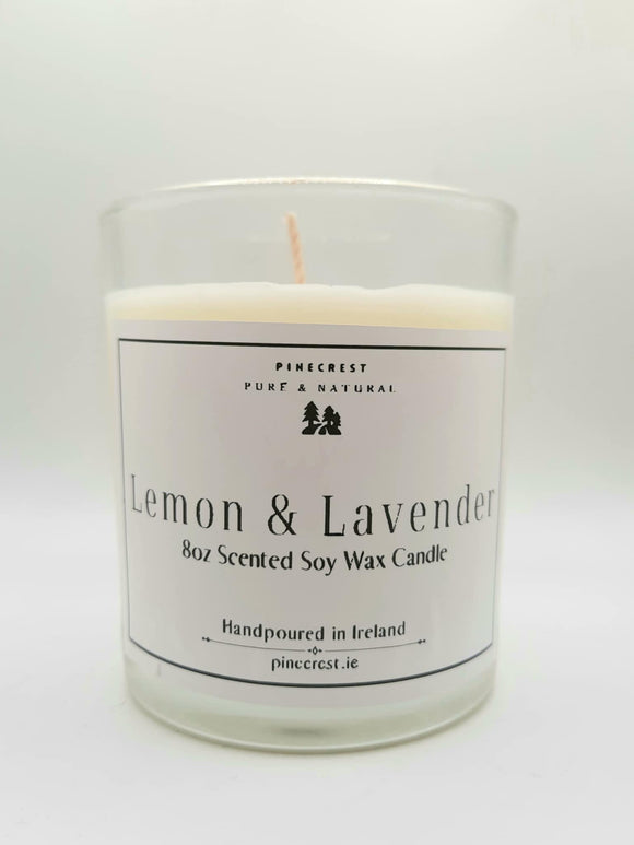 LEMON LAVANDER  Soy wax hand poured candle. ( Large 8oz jar )