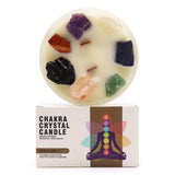 Large Seven Chakra Wellbeing Crystal Candle - (with real gemstones, in soy wax and 2 wooden wick)