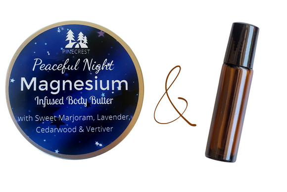 Peaceful Night Magnesium Balm and Stress Relief Rollerball Blend
